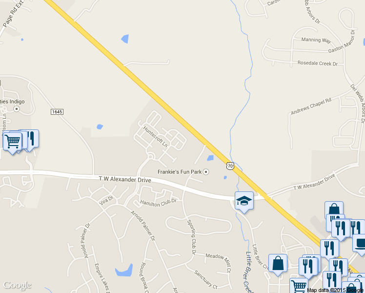 map of restaurants, bars, coffee shops, grocery stores, and more near 11371 Involute Place in Raleigh