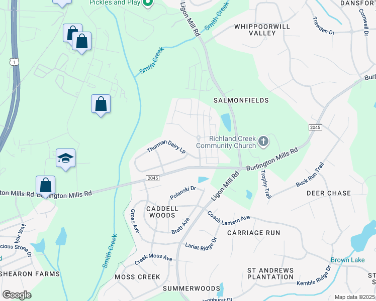 map of restaurants, bars, coffee shops, grocery stores, and more near 3053 Thurman Dairy Loop in Wake Forest