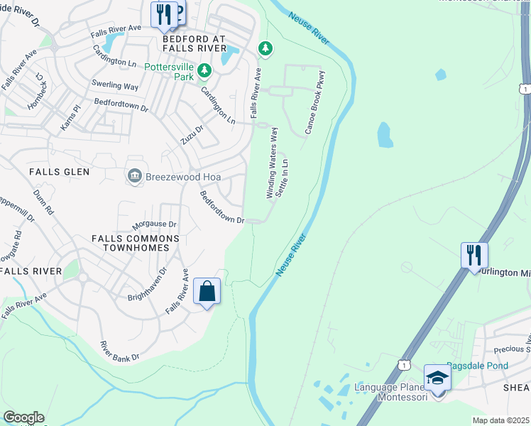 map of restaurants, bars, coffee shops, grocery stores, and more near 2929 Settle in Lane in Raleigh