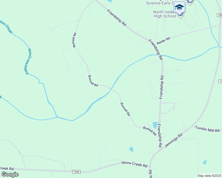 map of restaurants, bars, coffee shops, grocery stores, and more near Bussell Road in Olin