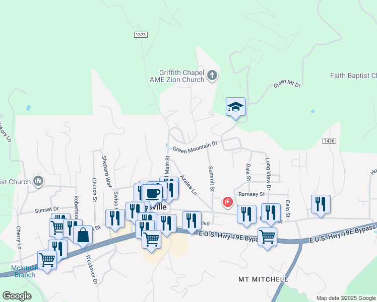 map of restaurants, bars, coffee shops, grocery stores, and more near 12 Green Mountain Drive in Burnsville