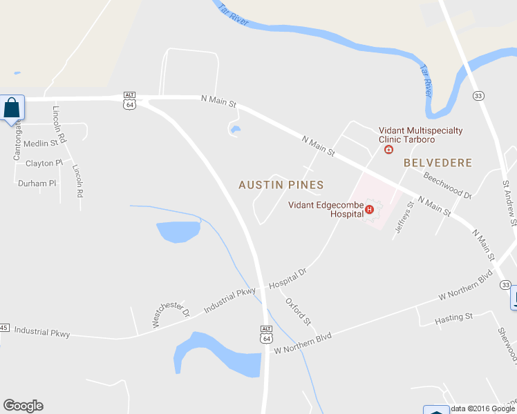 map of restaurants, bars, coffee shops, grocery stores, and more near 315 Kensington Drive in Tarboro