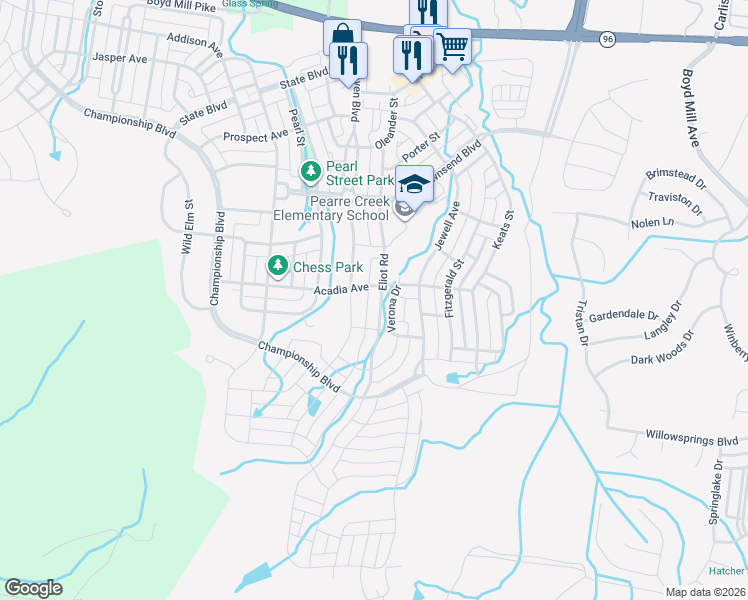 map of restaurants, bars, coffee shops, grocery stores, and more near 1347 Eliot Road in Franklin