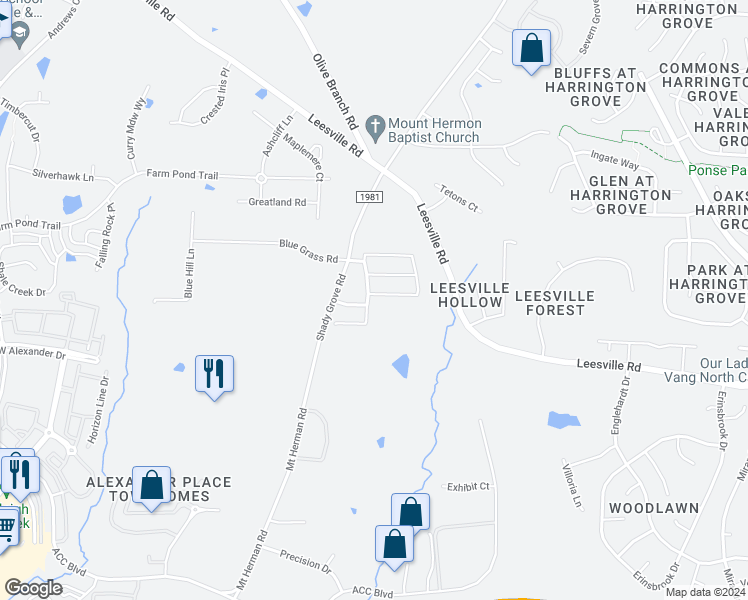 map of restaurants, bars, coffee shops, grocery stores, and more near 7245 Aquinas Avenue in Raleigh