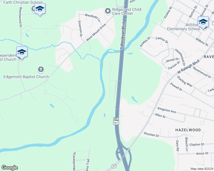 map of restaurants, bars, coffee shops, grocery stores, and more near 14 Overlook Drive in Rocky Mount