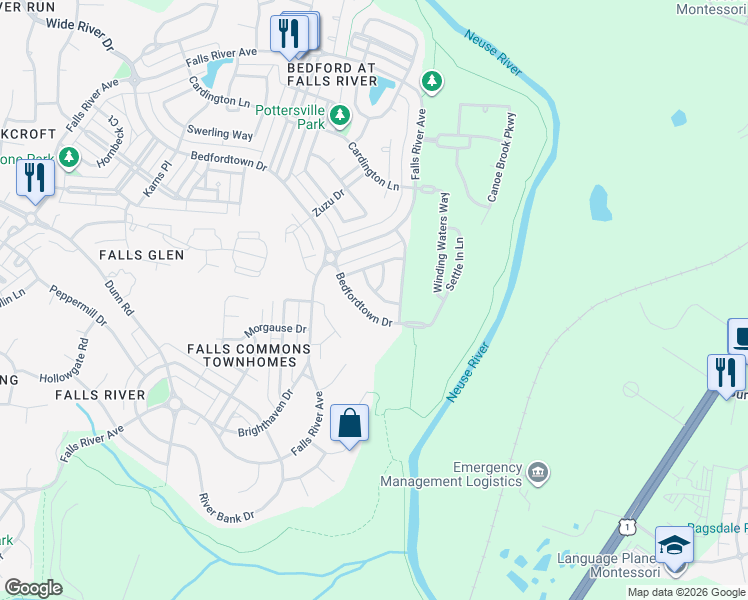 map of restaurants, bars, coffee shops, grocery stores, and more near 2904 Hickama Drive in Raleigh
