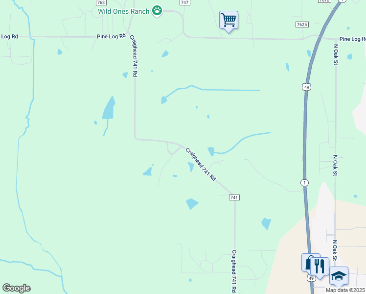 map of restaurants, bars, coffee shops, grocery stores, and more near 1581 County Road 741 in Brookland