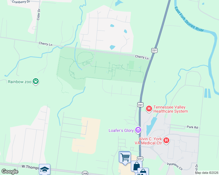 map of restaurants, bars, coffee shops, grocery stores, and more near 3731 General Court in Murfreesboro