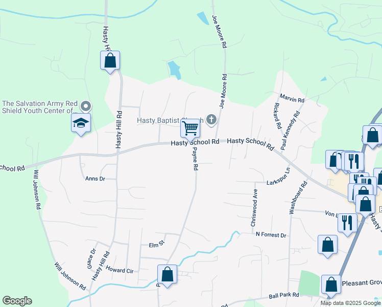 map of restaurants, bars, coffee shops, grocery stores, and more near 167 Payne Road in Thomasville