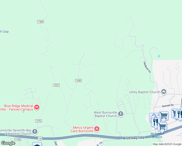 map of restaurants, bars, coffee shops, grocery stores, and more near Barebridge Drive in Burnsville