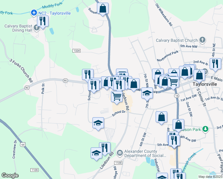 map of restaurants, bars, coffee shops, grocery stores, and more near 699 West Main Avenue in Taylorsville