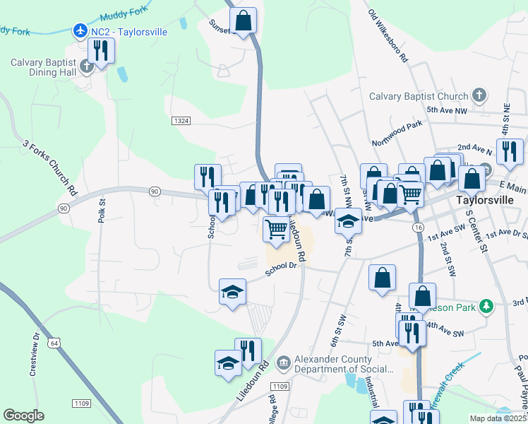 map of restaurants, bars, coffee shops, grocery stores, and more near 699 West Main Avenue in Taylorsville