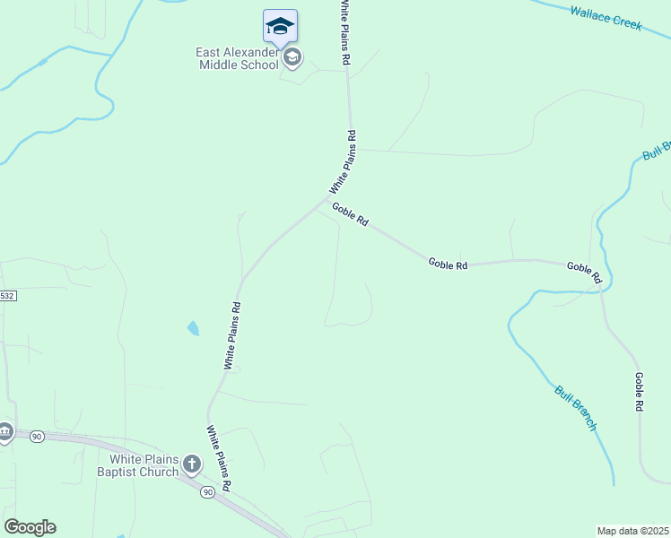 map of restaurants, bars, coffee shops, grocery stores, and more near Pine Valley Lane in Alexander County