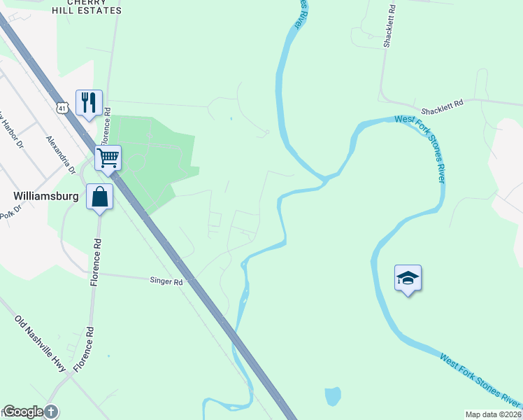 map of restaurants, bars, coffee shops, grocery stores, and more near 5002 Northwest Broad Street in Murfreesboro