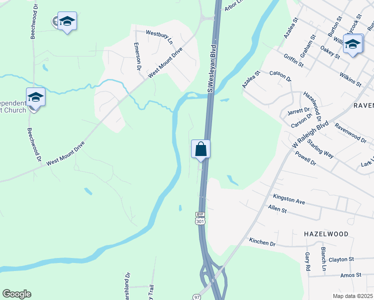 map of restaurants, bars, coffee shops, grocery stores, and more near 16 Overlook Drive in Rocky Mount