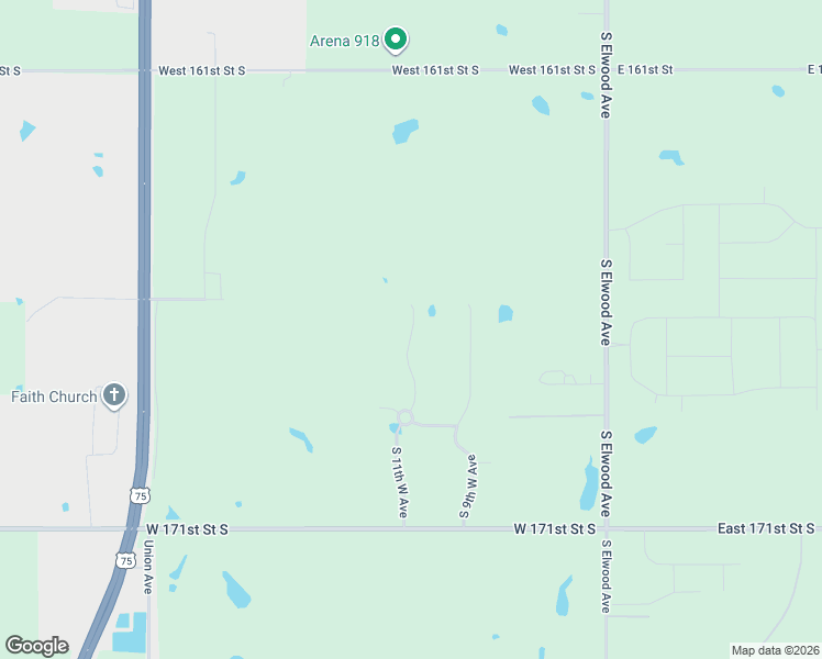 map of restaurants, bars, coffee shops, grocery stores, and more near 1668 South 11th West Avenue in Glenpool