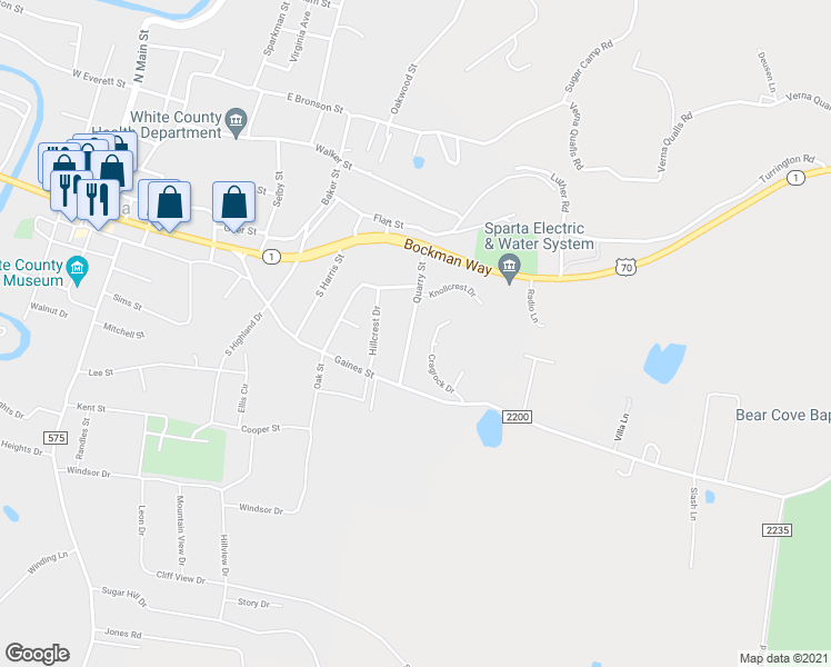 map of restaurants, bars, coffee shops, grocery stores, and more near 40 Quarry Street in Sparta