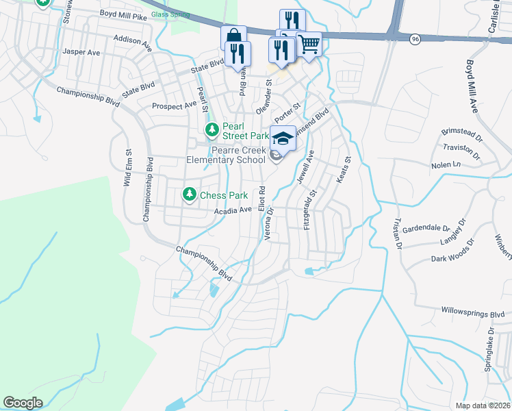 map of restaurants, bars, coffee shops, grocery stores, and more near 1347 Eliot Rd in Franklin