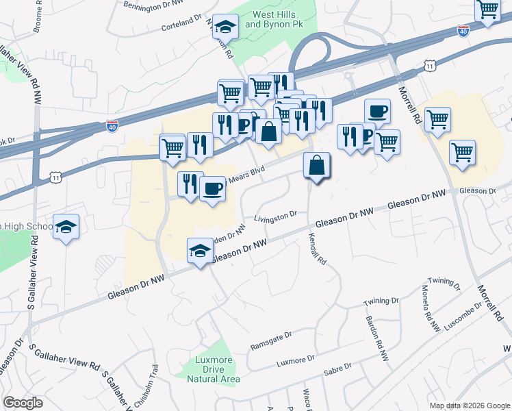 map of restaurants, bars, coffee shops, grocery stores, and more near 7937 Stratton Drive Northwest in Knoxville