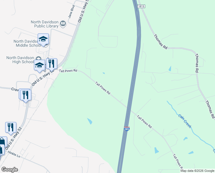 map of restaurants, bars, coffee shops, grocery stores, and more near 535 Tall Pines Road in Lexington
