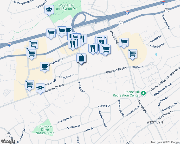 map of restaurants, bars, coffee shops, grocery stores, and more near in Knoxville