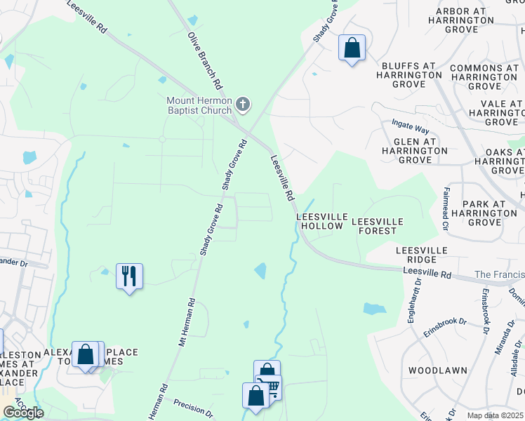 map of restaurants, bars, coffee shops, grocery stores, and more near 7211 Ladbrooke Street in Raleigh