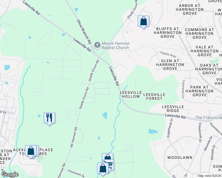 map of restaurants, bars, coffee shops, grocery stores, and more near 10100 Marleybone Drive in Raleigh