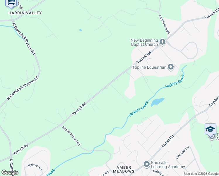 map of restaurants, bars, coffee shops, grocery stores, and more near 11334 Yarnell Road in Knoxville