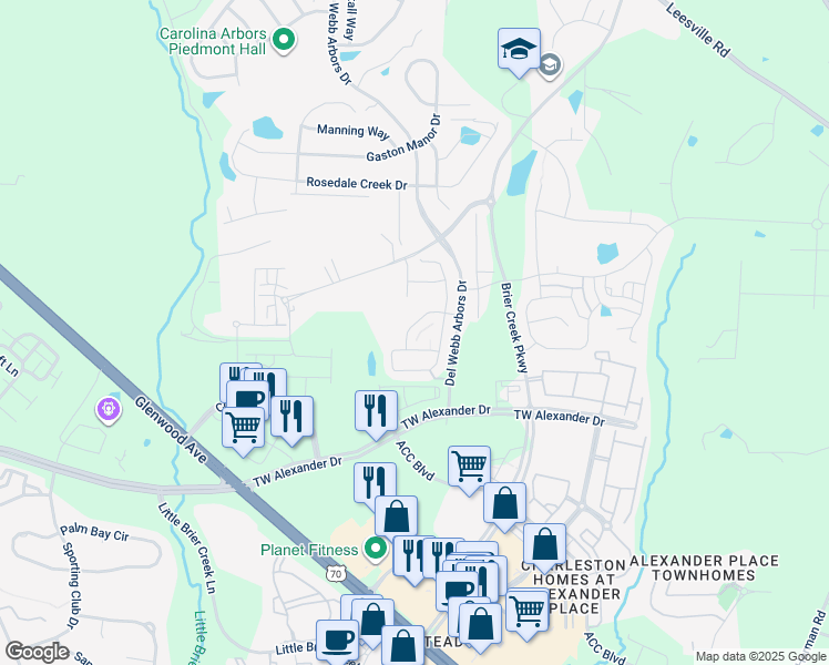 map of restaurants, bars, coffee shops, grocery stores, and more near 237 Lynchwick Lane in Durham