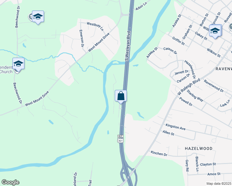 map of restaurants, bars, coffee shops, grocery stores, and more near 41 Melrose Drive in Rocky Mount