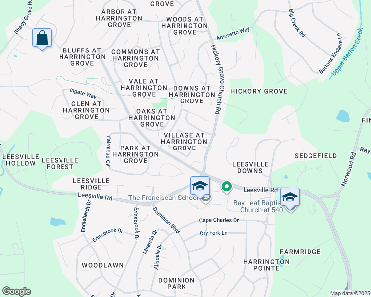 map of restaurants, bars, coffee shops, grocery stores, and more near 5009 Village Lawn Drive in Raleigh
