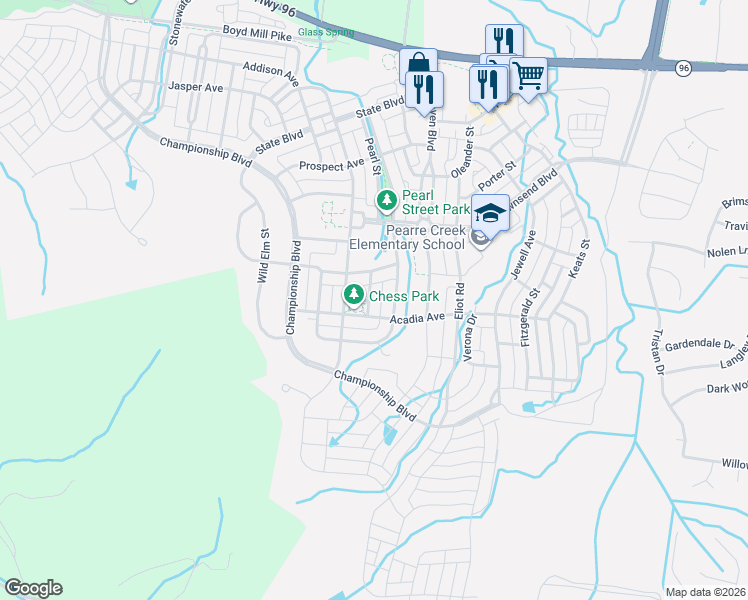 map of restaurants, bars, coffee shops, grocery stores, and more near 614 Watermark Way in Franklin
