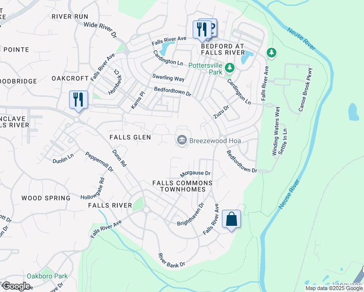 map of restaurants, bars, coffee shops, grocery stores, and more near 2211 Valley Edge Drive in Raleigh