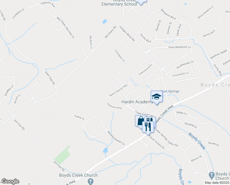 map of restaurants, bars, coffee shops, grocery stores, and more near 2437 Native Dancer Way in Sevierville