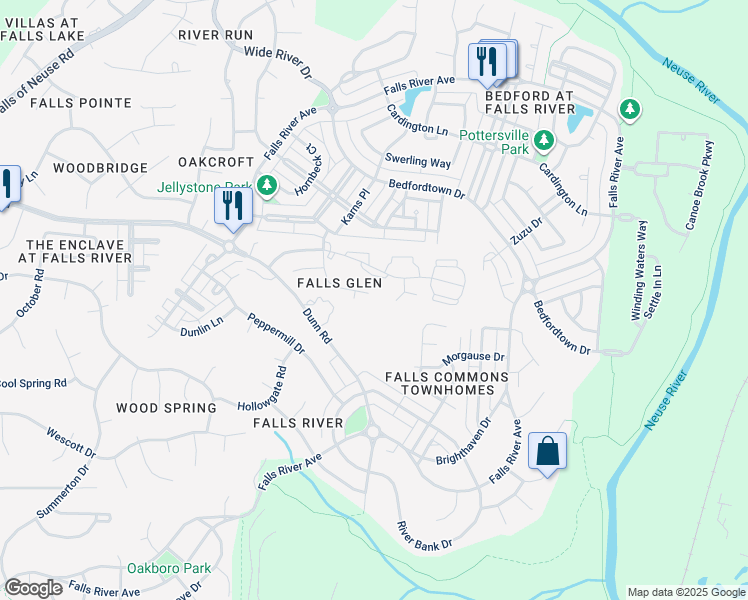 map of restaurants, bars, coffee shops, grocery stores, and more near 10813 Farmville Road in Raleigh