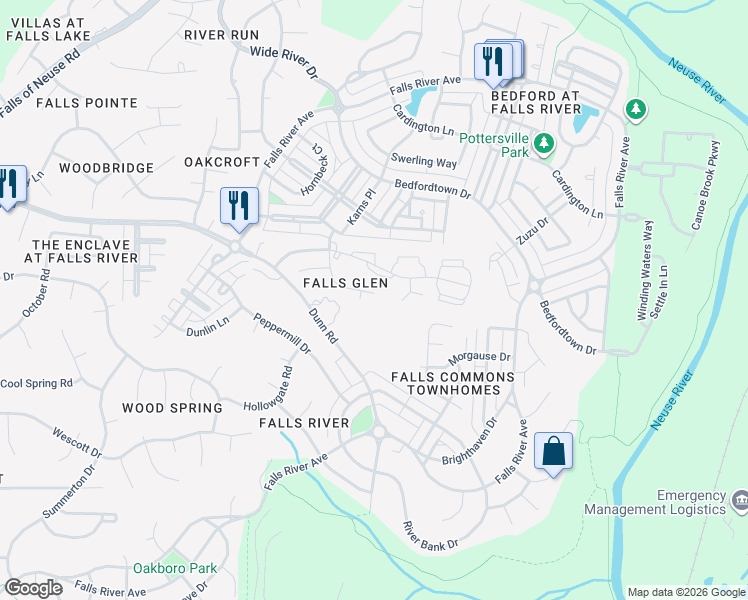 map of restaurants, bars, coffee shops, grocery stores, and more near 10813 Farmville Road in Raleigh