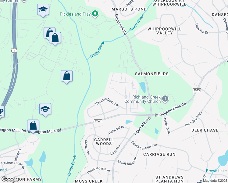 map of restaurants, bars, coffee shops, grocery stores, and more near 3016 Thurman Dairy Loop in Wake Forest