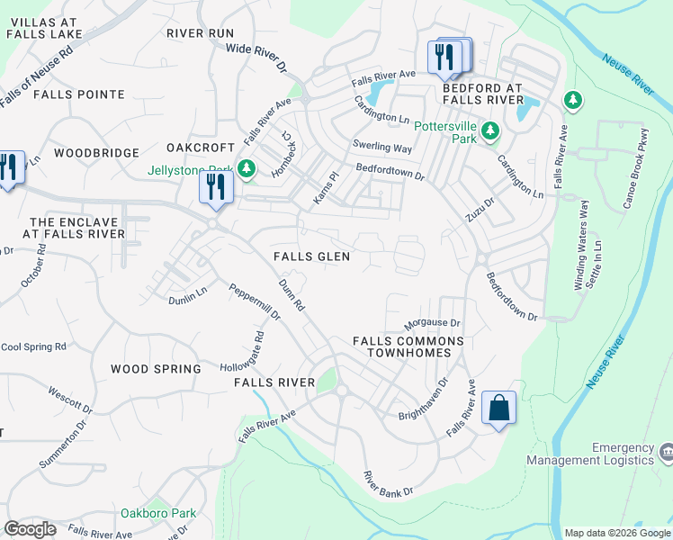 map of restaurants, bars, coffee shops, grocery stores, and more near 10813 Farmville Road in Raleigh