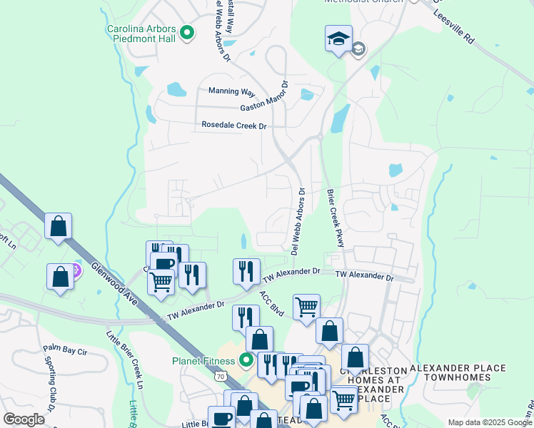 map of restaurants, bars, coffee shops, grocery stores, and more near 230 Lynchwick Lane in Durham