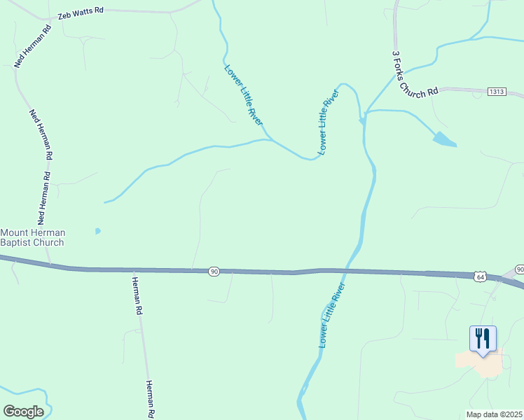 map of restaurants, bars, coffee shops, grocery stores, and more near Johnny Martin Lane in Alexander County