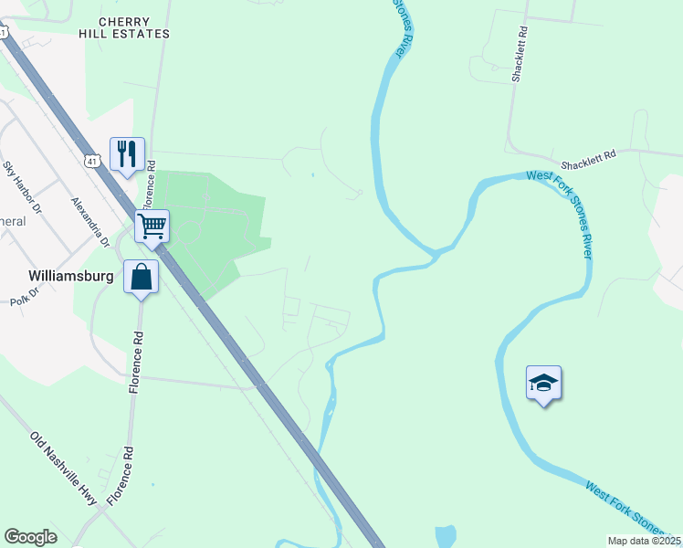 map of restaurants, bars, coffee shops, grocery stores, and more near 5002 Northwest Broad Street in Murfreesboro