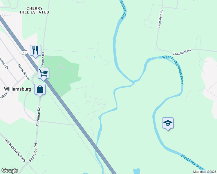map of restaurants, bars, coffee shops, grocery stores, and more near 4228 Northstar Drive in Murfreesboro
