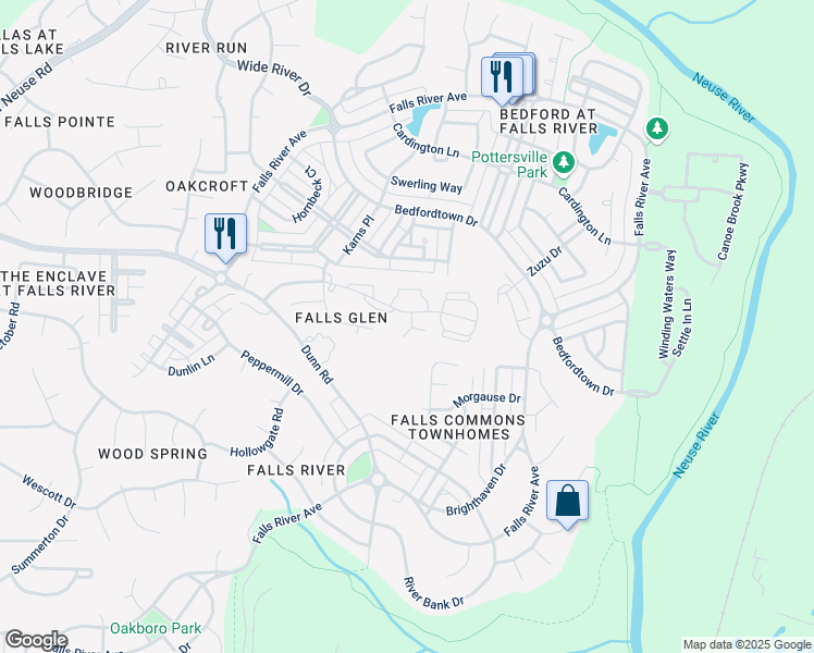 map of restaurants, bars, coffee shops, grocery stores, and more near 2120 Piney Brook Road in Raleigh