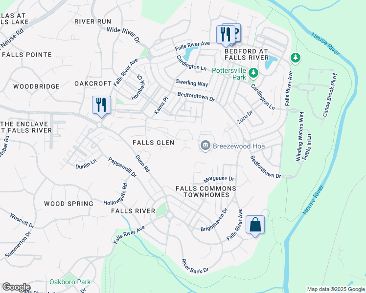 map of restaurants, bars, coffee shops, grocery stores, and more near 11130 Gwynn Oaks Drive in Raleigh