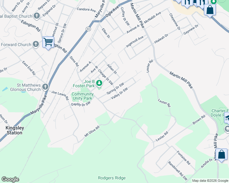 map of restaurants, bars, coffee shops, grocery stores, and more near 1001 Drive East in Knoxville