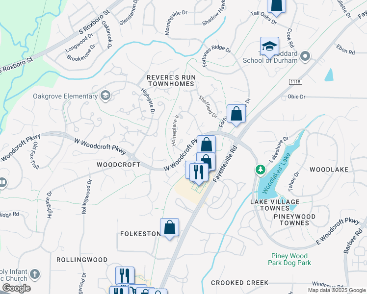 map of restaurants, bars, coffee shops, grocery stores, and more near 258 Rembert Court in Durham