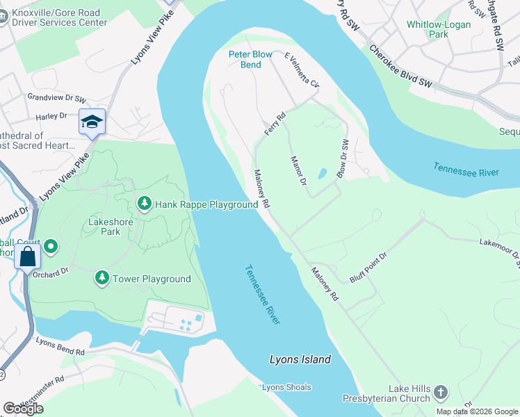 map of restaurants, bars, coffee shops, grocery stores, and more near 4016 Maloney Road in Knoxville