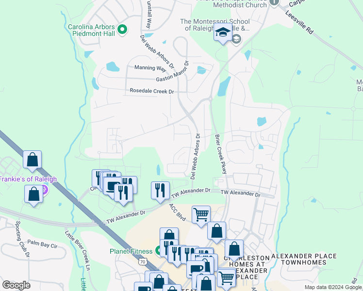 map of restaurants, bars, coffee shops, grocery stores, and more near in Durham