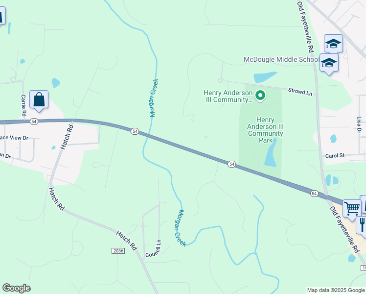 map of restaurants, bars, coffee shops, grocery stores, and more near 420 Highway 54 in Chapel Hill