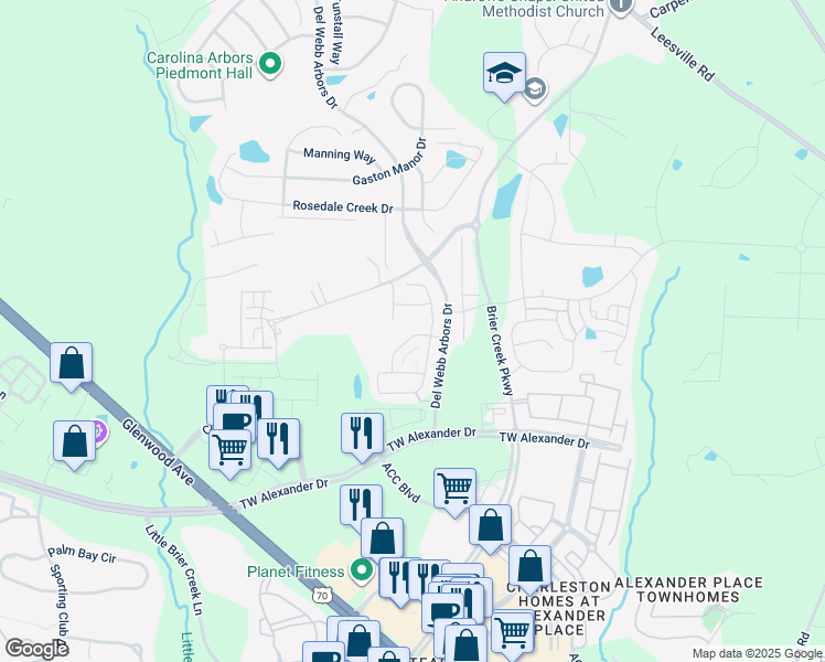 map of restaurants, bars, coffee shops, grocery stores, and more near 210 Lynchwick Lane in Durham